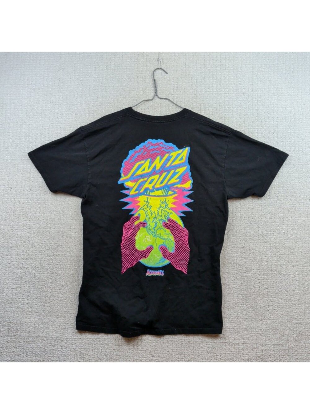 Y2K Santa Cruz x Jeff Kendall Exploding World Cyber Graphic Tee Men Sz L Skate